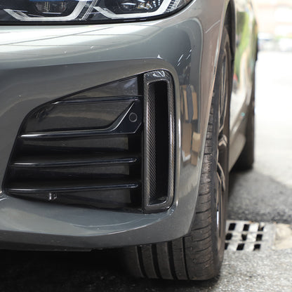 Real Carbon Fiber Front Fog Light Decor Cover Trim For BMW 4 series G26 2022-25 11