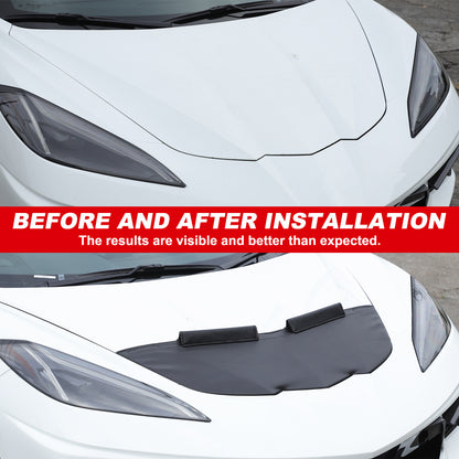 PU Leather Car Bonnet Hood Bra Wind & Bug Deflectors For Corvette C8 2020-26 US 12