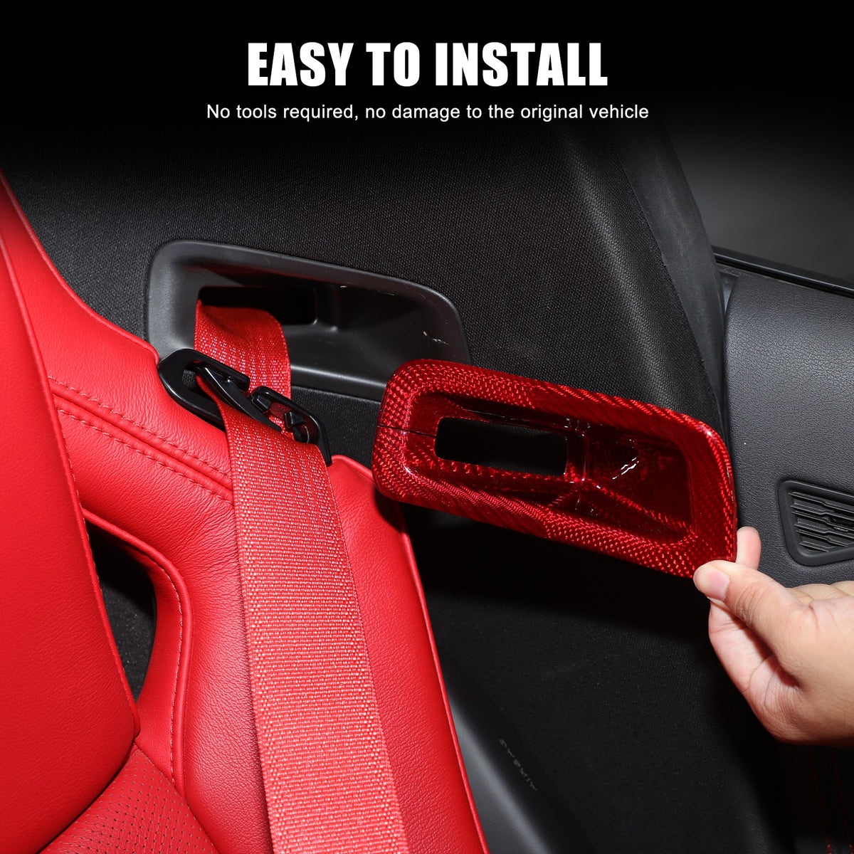 Red Real Carbon Fiber Seat Safety Belt Frame Trim For Corvette C8 2020+ 8