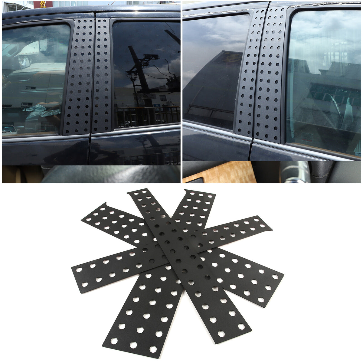 Black Aluminum Alloy Window Center Pillar Trim Panel For Toyota Tundra 2007-21 5