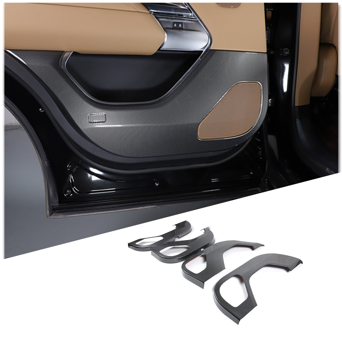 ABS Carbon Fiber Door Anti-kick Panel Trim For LR Range Rover Vogue 2023-2024 18