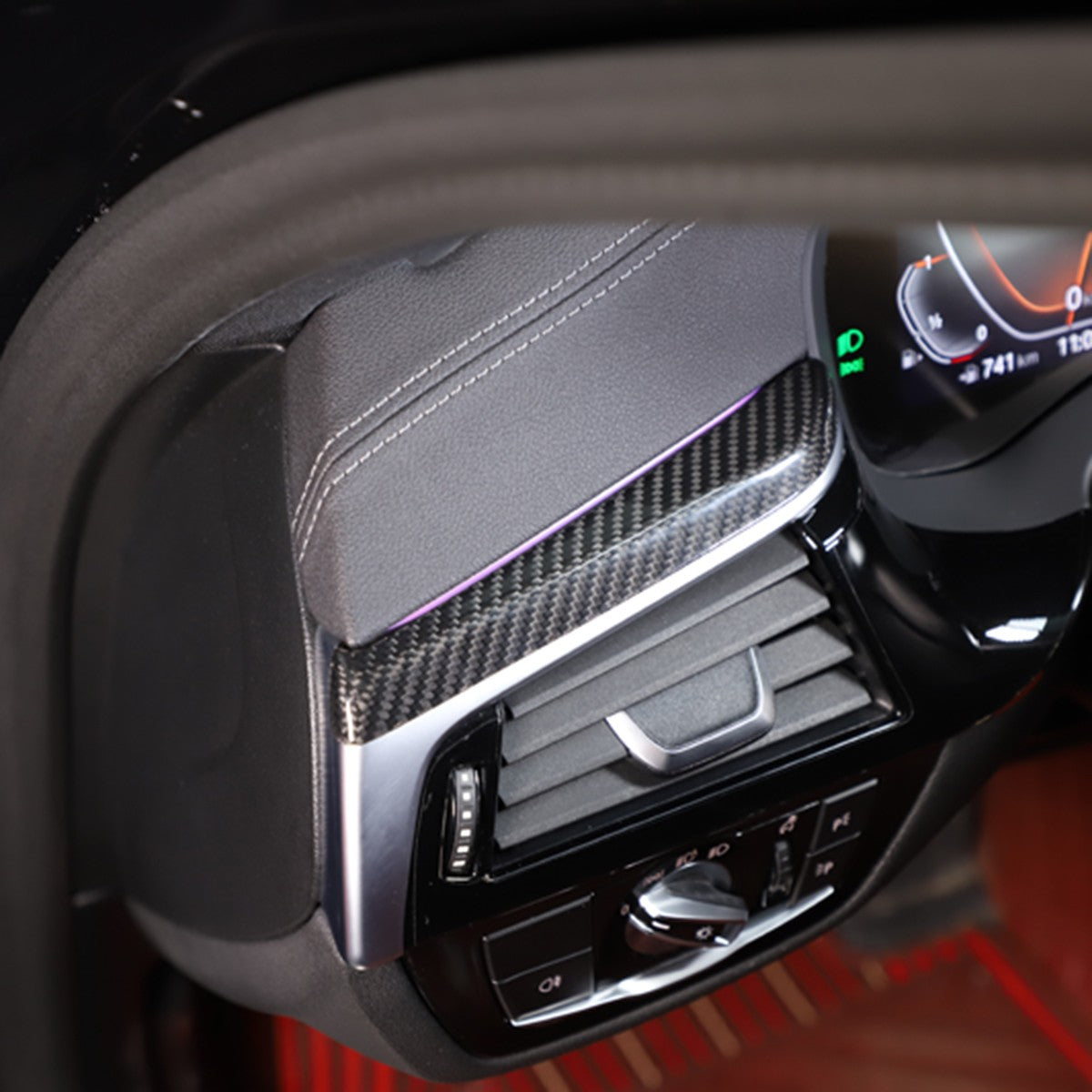 Real Carbon Fiber Center Left Air Vent Upper Trim For BMW 5 6 G30/G38/G32 US 10