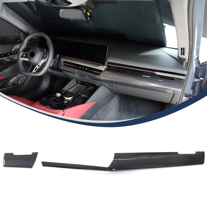 Real Carbon Fiber Center Co-pilot Dash Cover Trim Kit For BMW 5 Series G60 2024+ 24