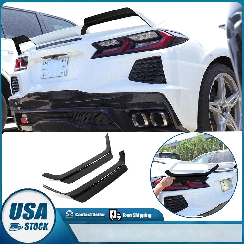 Glossy Piano Black Rear Spoiler Wing Cover Trim Frame For Corvette C8 2020-26 1