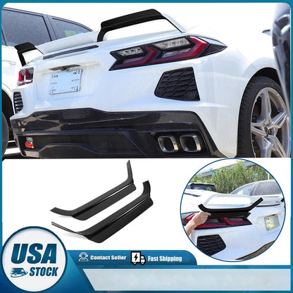 Glossy Piano Black Rear Spoiler Wing Cover Trim Frame For Corvette C8 2020-26 1