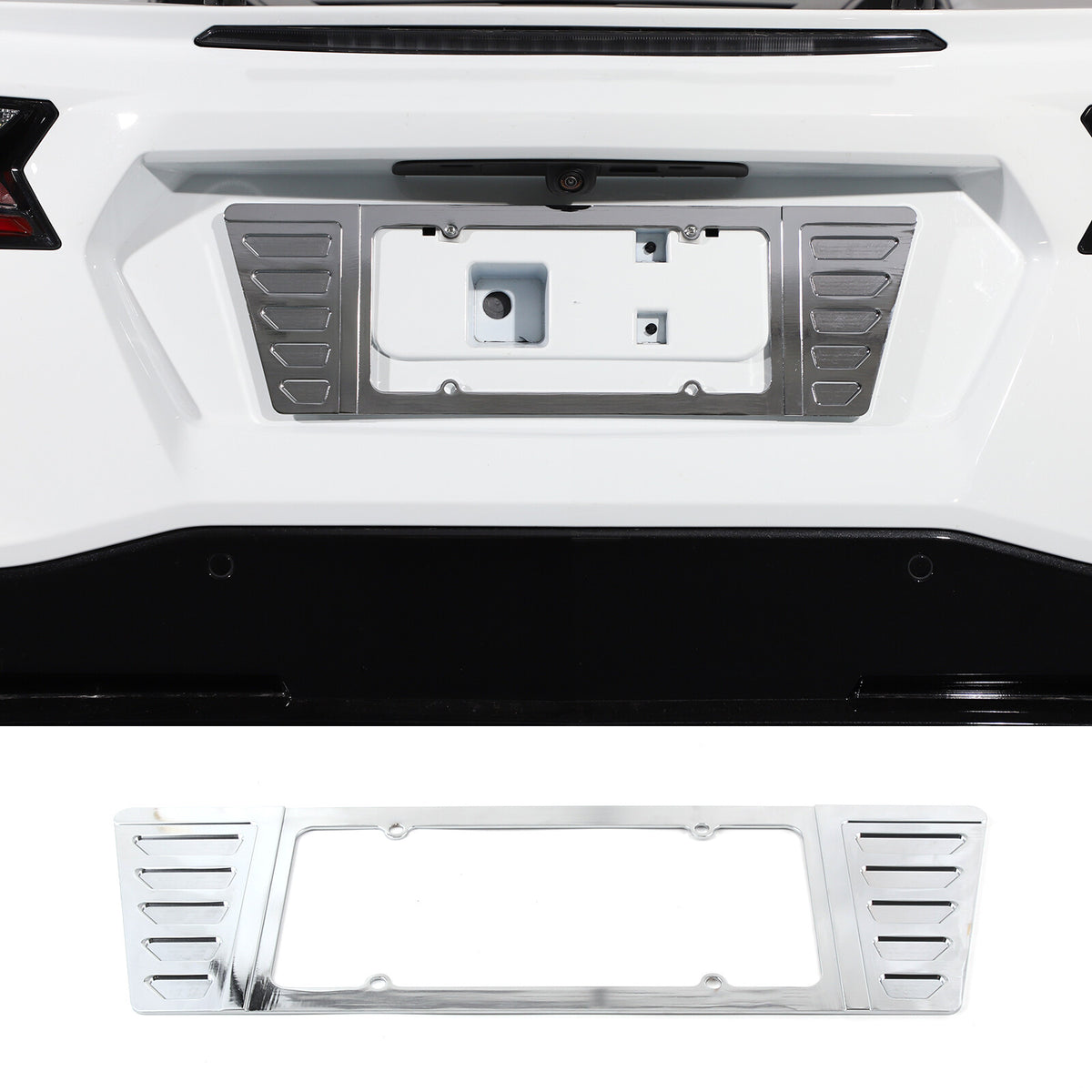 Aluminum Alloy Exterior Hood Engine License Plate Trim For Corvette C8 2020+ US - Variants 11-15 96