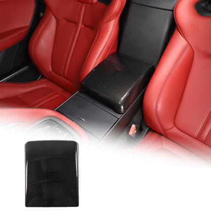 Carbon Fiber Look Center Armrest & Back Cover Trim Kit for Jaguar F-TYPE 2013-24 3