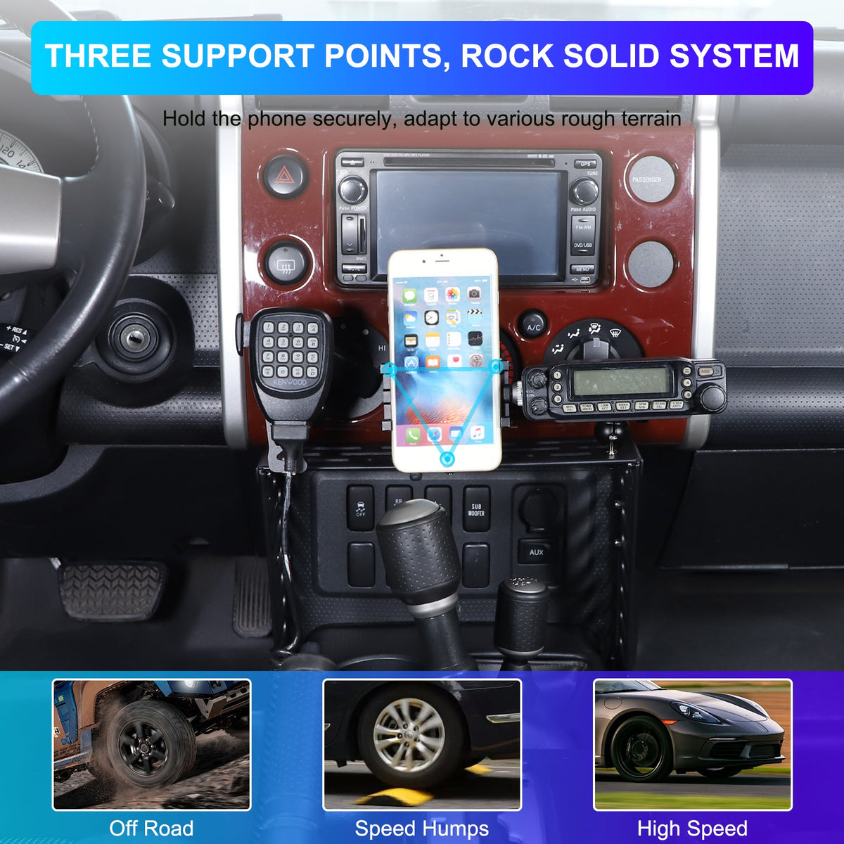 Center Console Molle Panels Digital Device Mount For Toyota FJ Cruiser 07-21 US 17