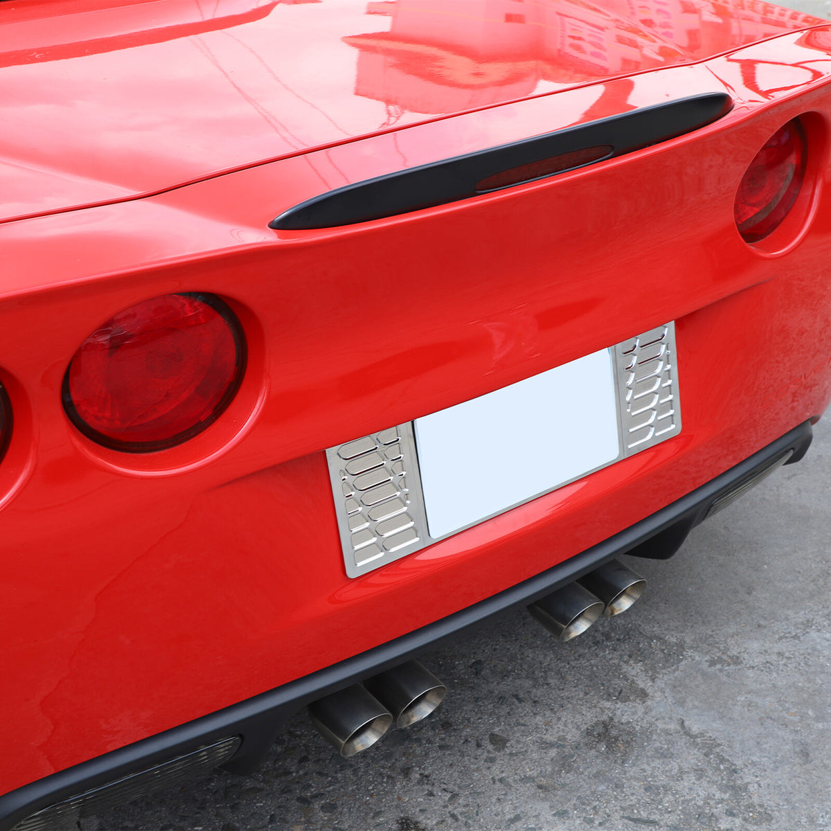 Silver Aluminum alloy Rear License Plate Frame Trim For Corvette C6 2005-13 5
