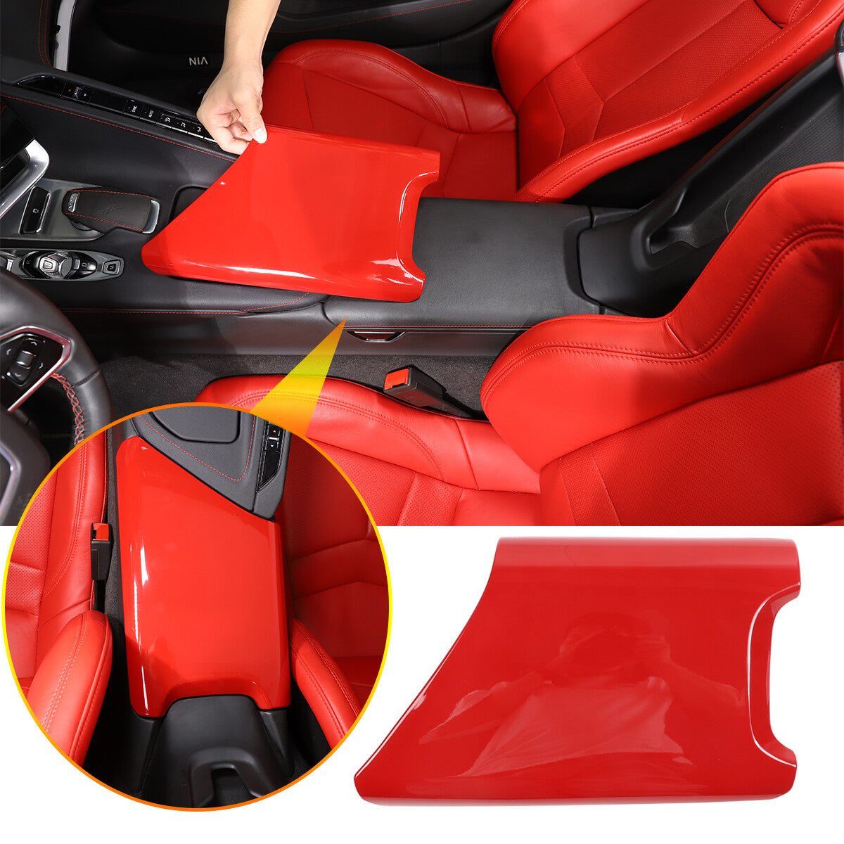 Red Full Interior Set Dash Panel Decor Cover Trim Kit For Corvette C8 2020-25 - Variants 1-5 64