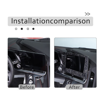 Forged Real Carbon Fiber Dashboard Navigation Srceen Frame Trim For Corvette C8 18