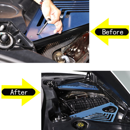 Blue Real Carbon fiber Engine Bay Side Panel Cover Overlay For Corvette C8 Coupe 13