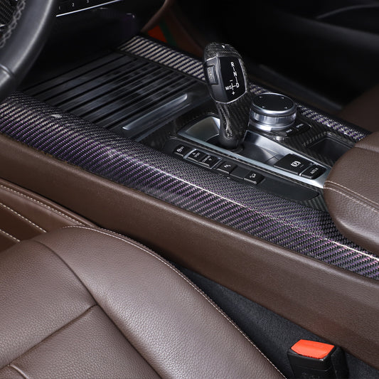 Real Carbon Fiber Center Console Side Strip Trim For BMW X5 X6 F15 F16 2014-18 1