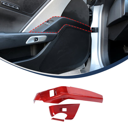 Red Carbon Fiber Window Lift Button Panel Cover Trim For Corvette C7 2014-2019 4