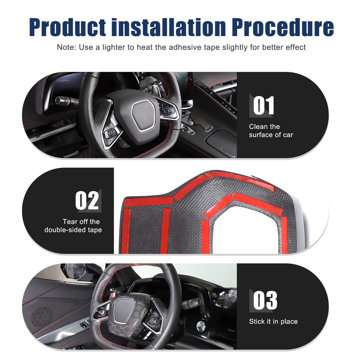 Real Honeycomb Carbon Fiber Steering Wheel Center Surround Cover For C8 Corvette 19