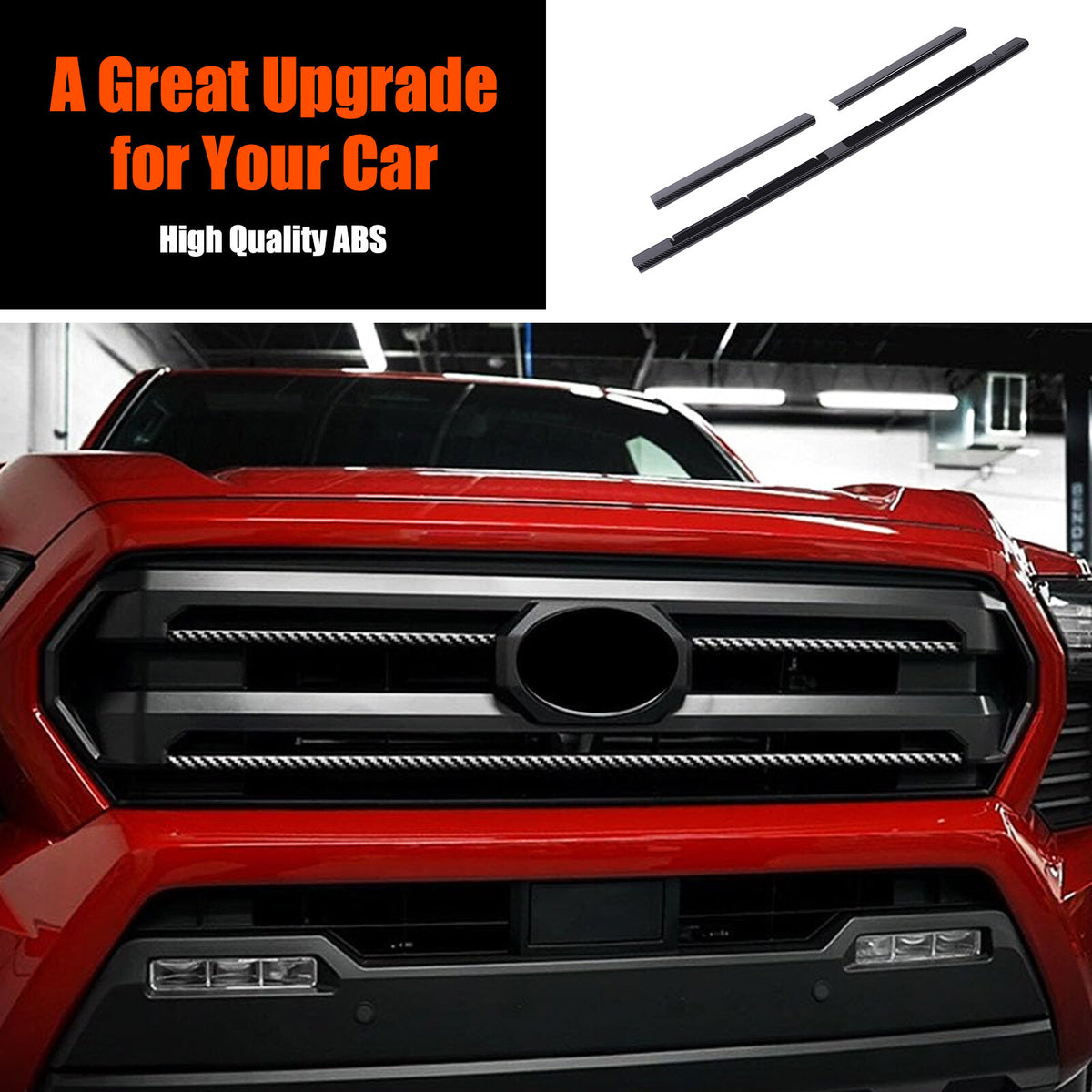 Carbon Fiber ABS Front Grille Grill Cover Molding Trim For Toyota Tacoma 2024 US 5