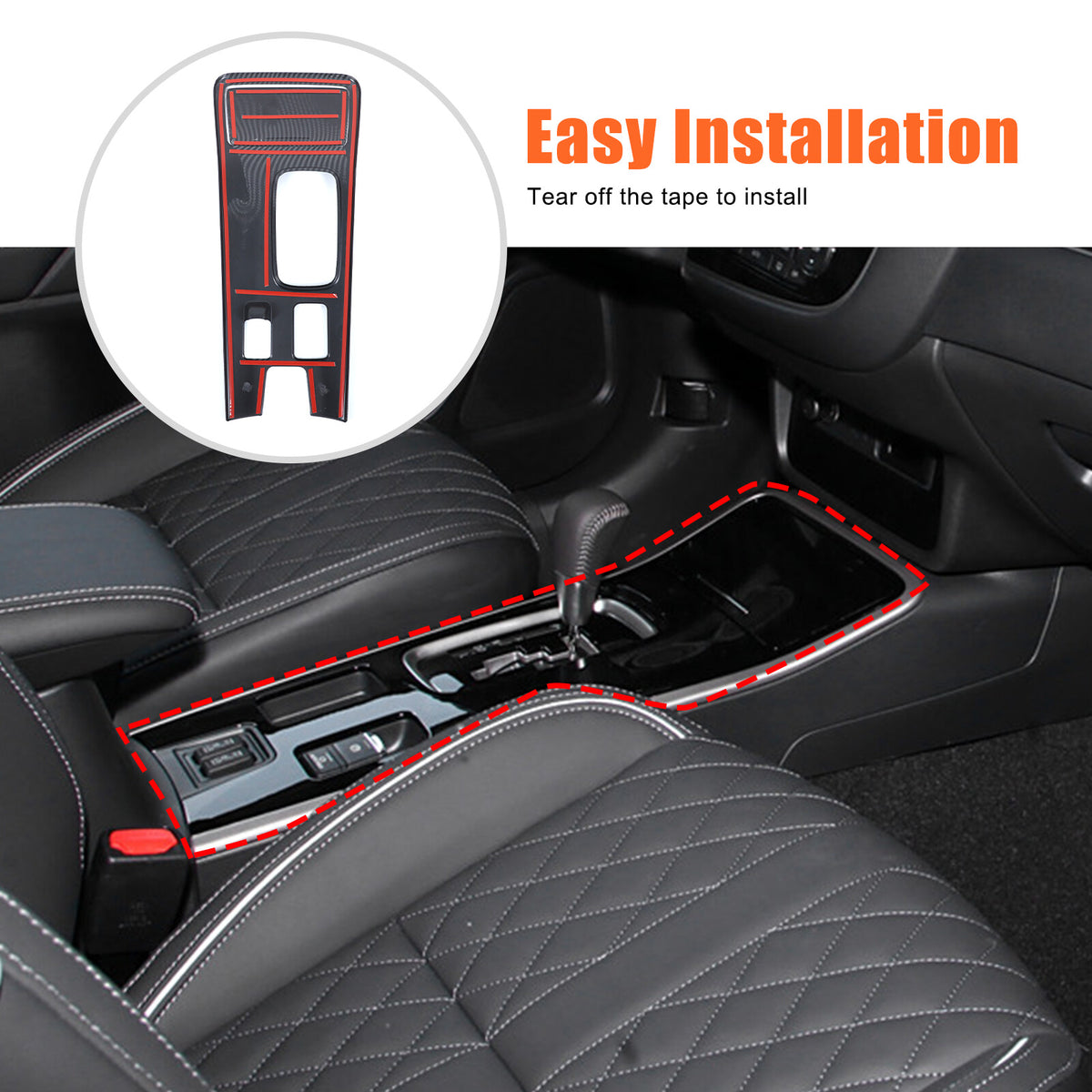 ABS Carbon Center Console Gear Shift Panel Trim For Mitsubishi Outlander 19-22 6