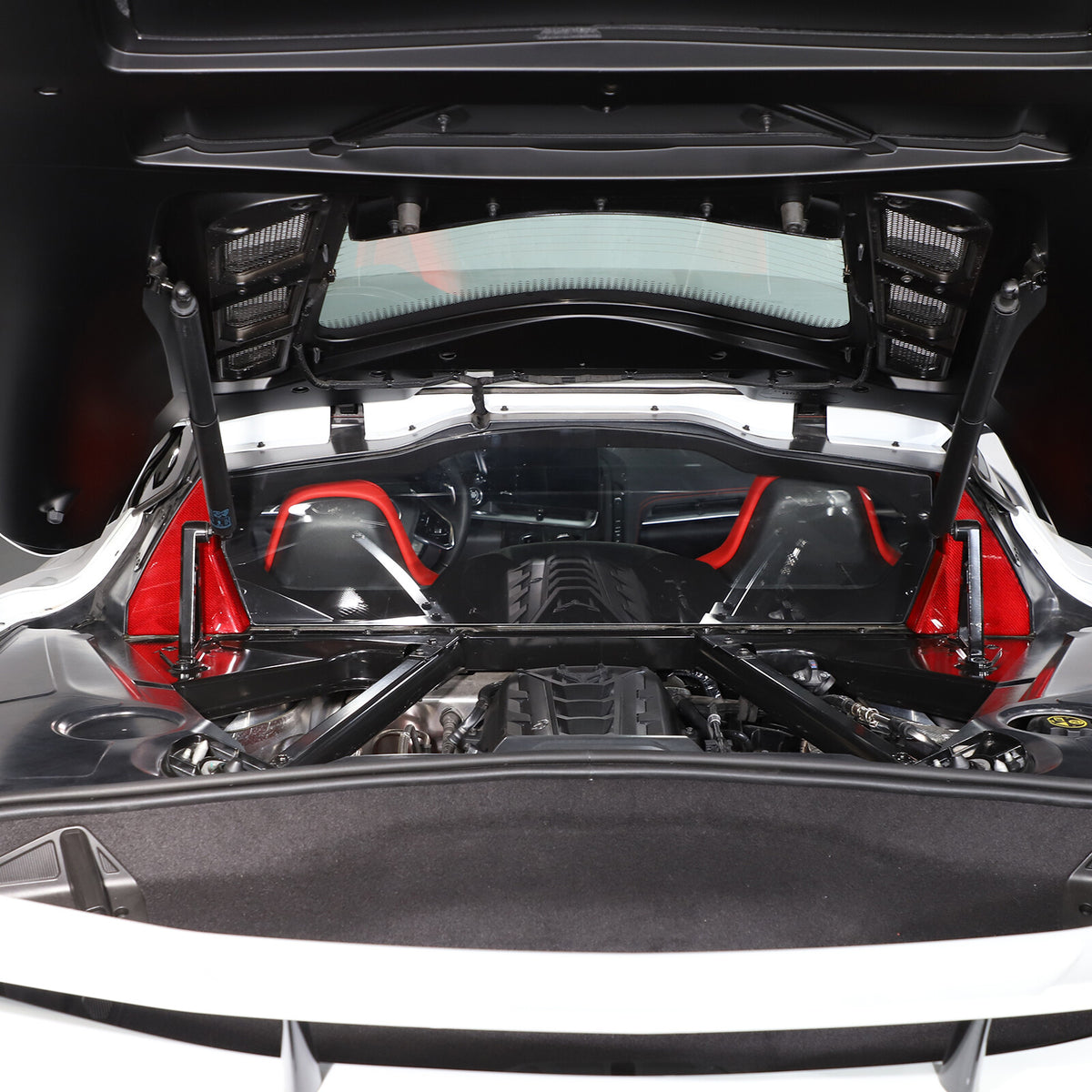 Red Real Carbon Fiber Rear Window Corner Panel Cover Trim For Corvette C8 20-26 12