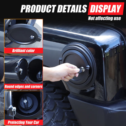 ABS+Aluminum Fuel Tank Lock Cover Trim Cap For Hummer H3 2005-2009 7