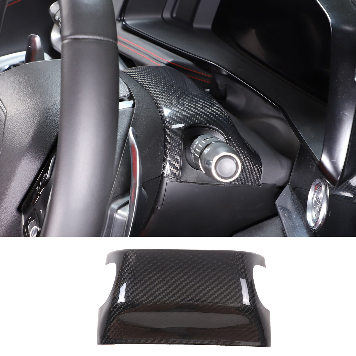Real Carbon fiber Steering Wheel Upper & Lower Base Cover For Corvette C8 20-26 21