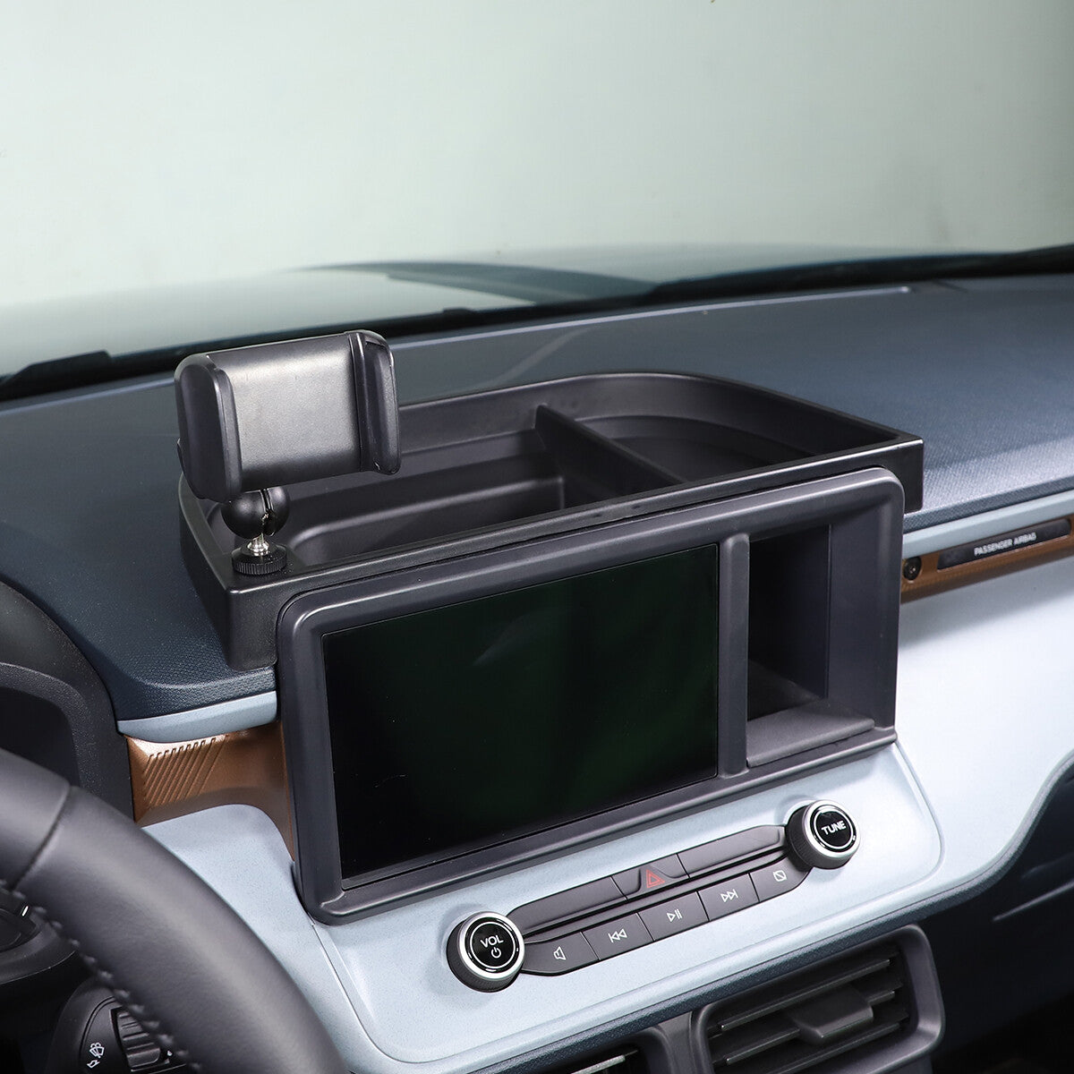 Dashboard Cell Phone Holder Mount with Storage Tray Box for Ford Maverick 2022+ 5