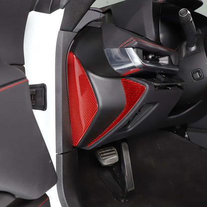 Red Soft Carbon Fiber Interior Decor Trim Kit Cover Set For Corvette C8 20-25 181