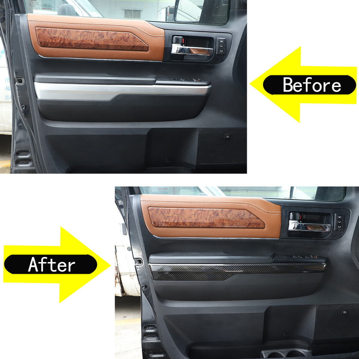 Carbon fiber Color Door Armrest Panel Trim For Toyota Tundra Crew Cab 14-20 12