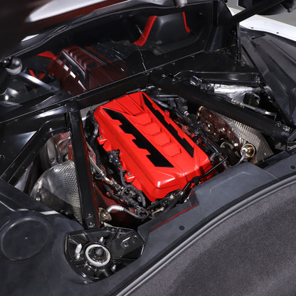 Red Engine Bay Panel Cover Trim in Edge Black For Corvette Coupe C8 2020-2026 US 3