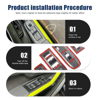 Real Carbon Fiber Window Lift Switch Panel Trim For Lamborghini URUS/SE 18-21 US 4
