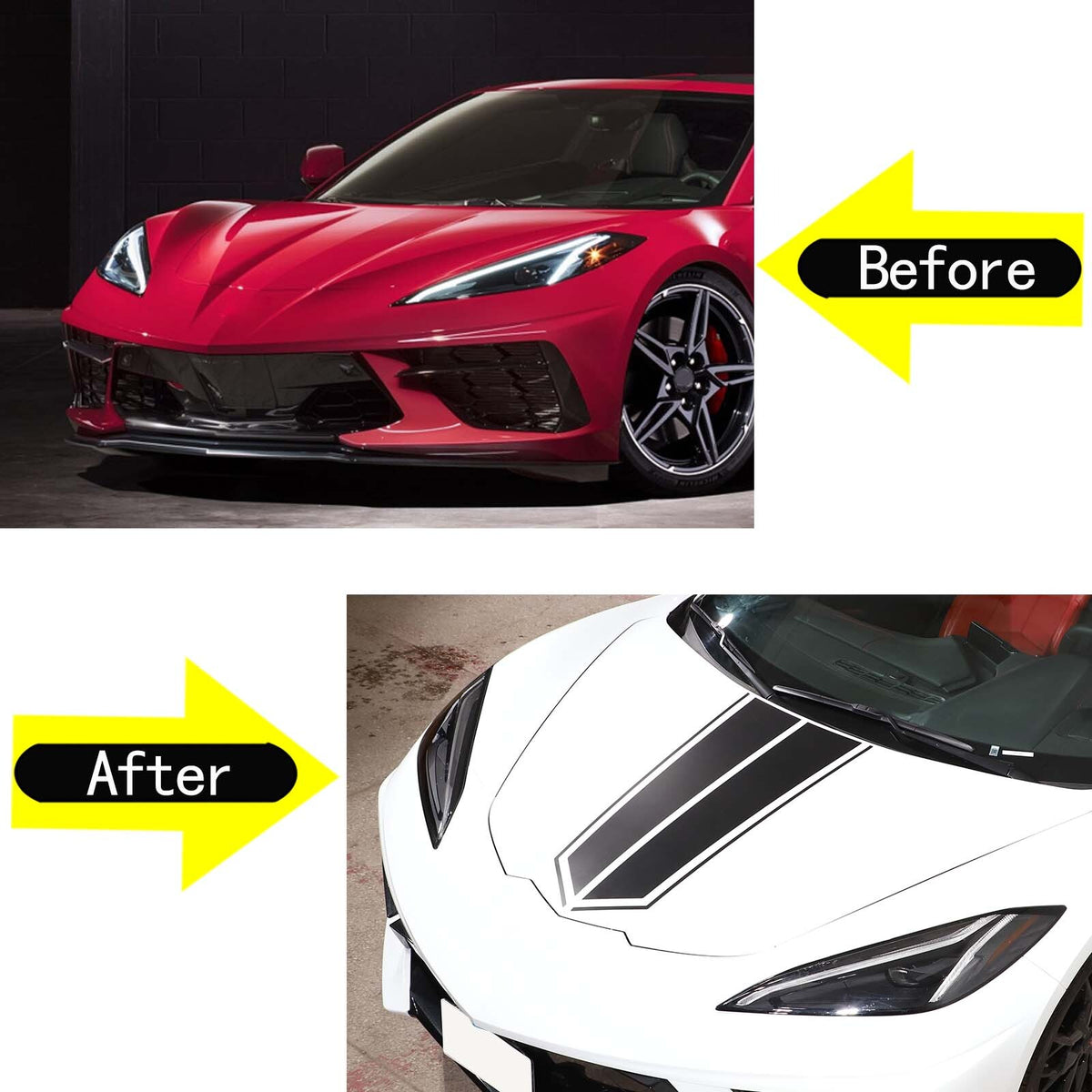 Black Racing Stripe Overlay Graphic Decal Flat Vinyl For Corvette C8 2020-26 US 13