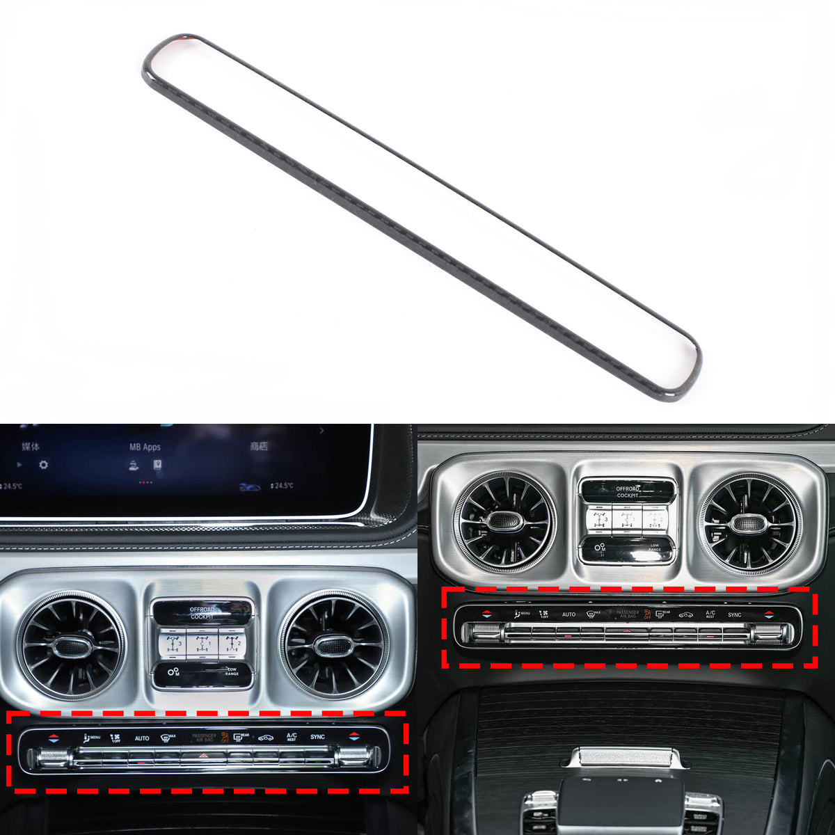 Real Carbon Fiber Air Conditioning Switch Trim For Benz G Class W465 G500 2025+ 1