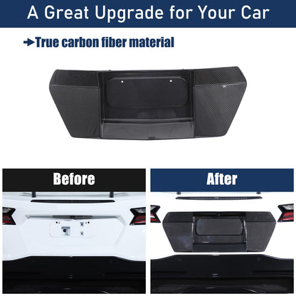 REAL CARBON FIBER Rear license plate Trim Cover For Corvette C8 Stingray Z51 15