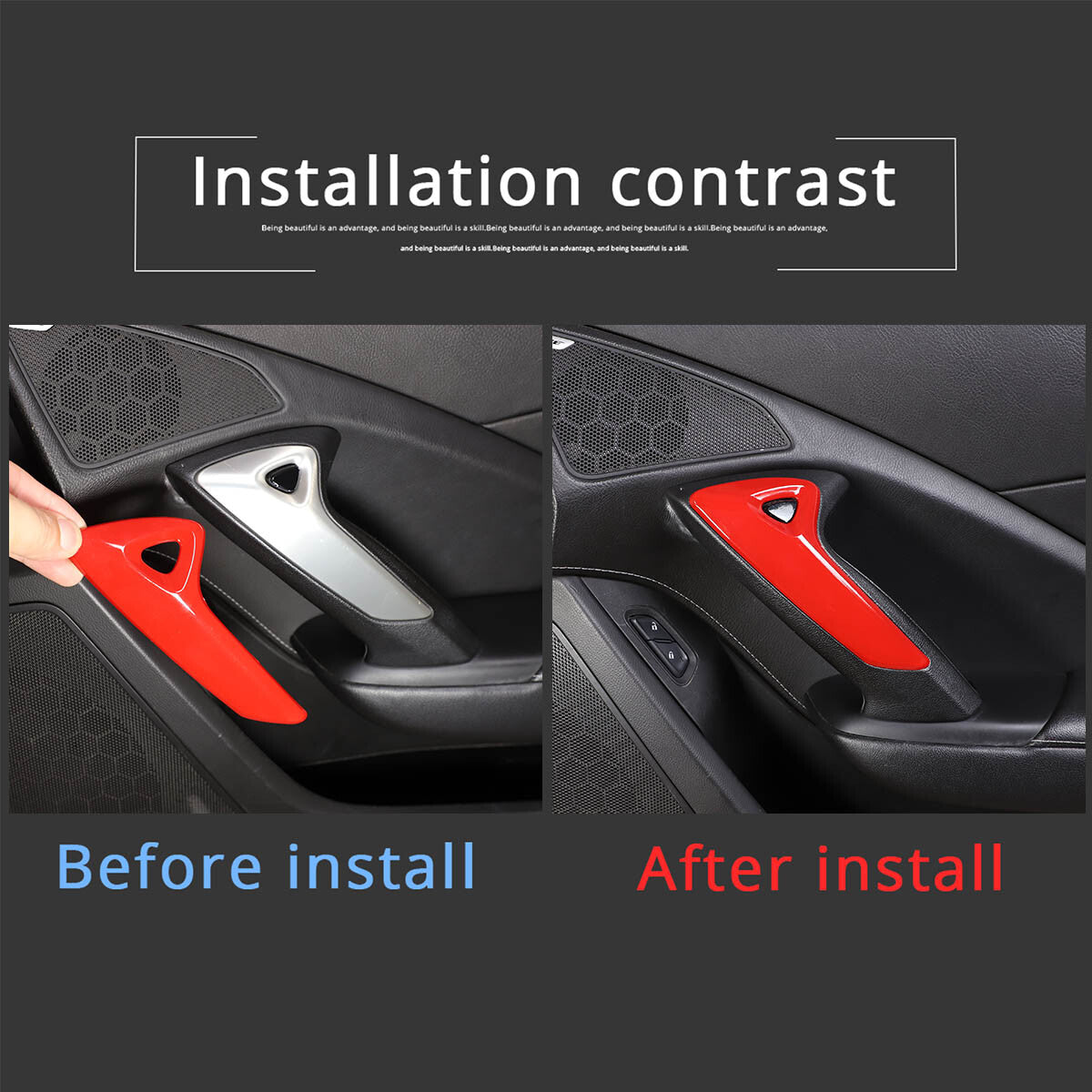 Sports Red ABS Interior Decoration Cover Trim Kit For Corvette C7 2014-19 - Styles 1-5 59