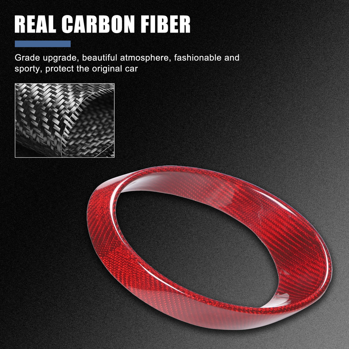 Red Real Carbon Fiber Instrument Tachometer Cover For Ferrari 458/488 2011-2016 3