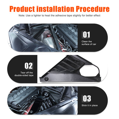 Glossy Black Engine Cover Engine Bay Panel Trim Cover For Corvette C8 2020-2026 14