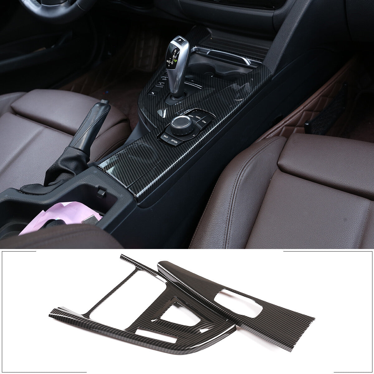 ABS Carbon Fiber Gear Shift Panel Cover Trim For BMW 3 Series F30 F34 2013-2019 2