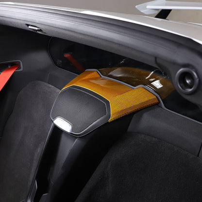 Yellow Carbon Fiber Rear Speaker Top Upper Cover Trim For Corvette C8 Coupe 2026 19