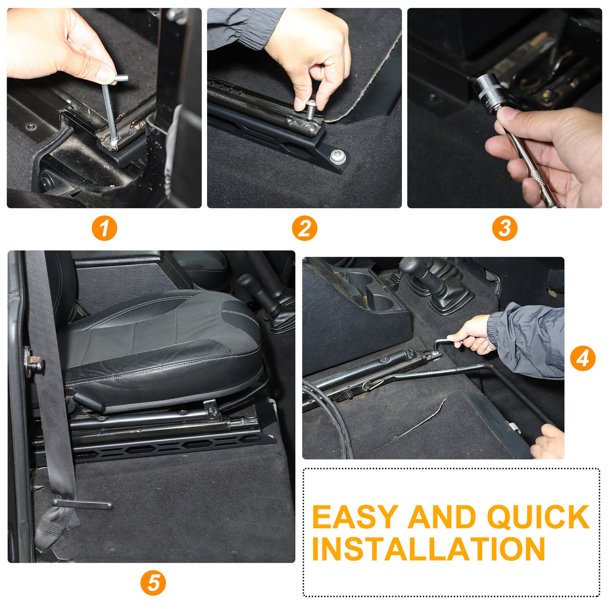 Black Steel Front Seat Adjustment Bracket Trim For LR Defender L316 2004-2018 9