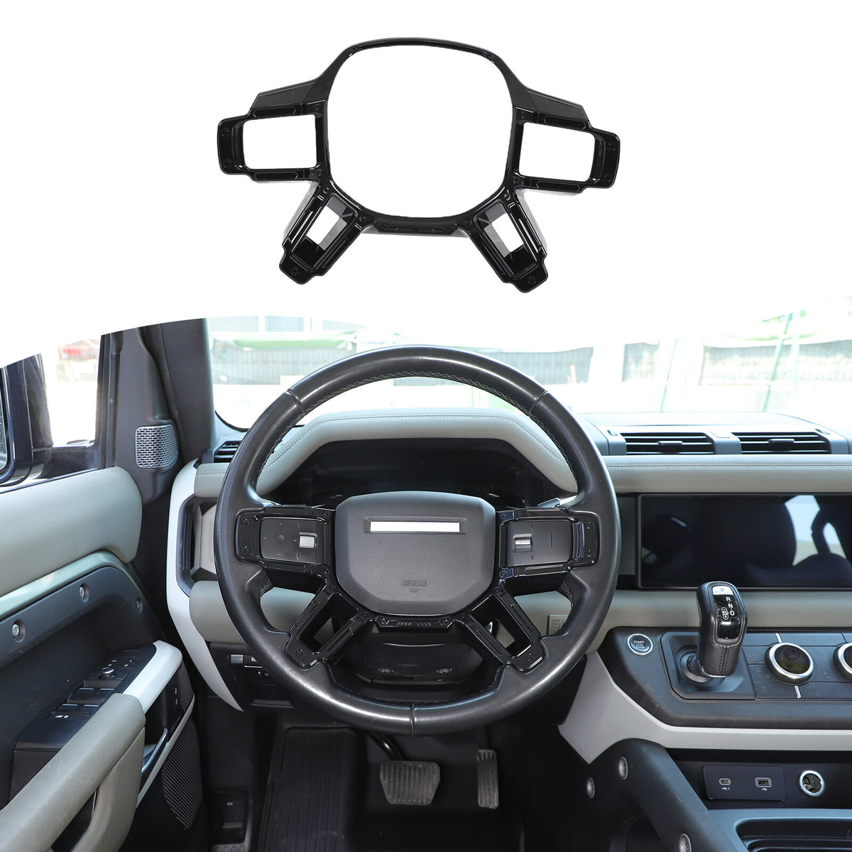 Mecha Glossy Black Steering Wheel Frame Trim For Land Rover Defender L663 20-25 1