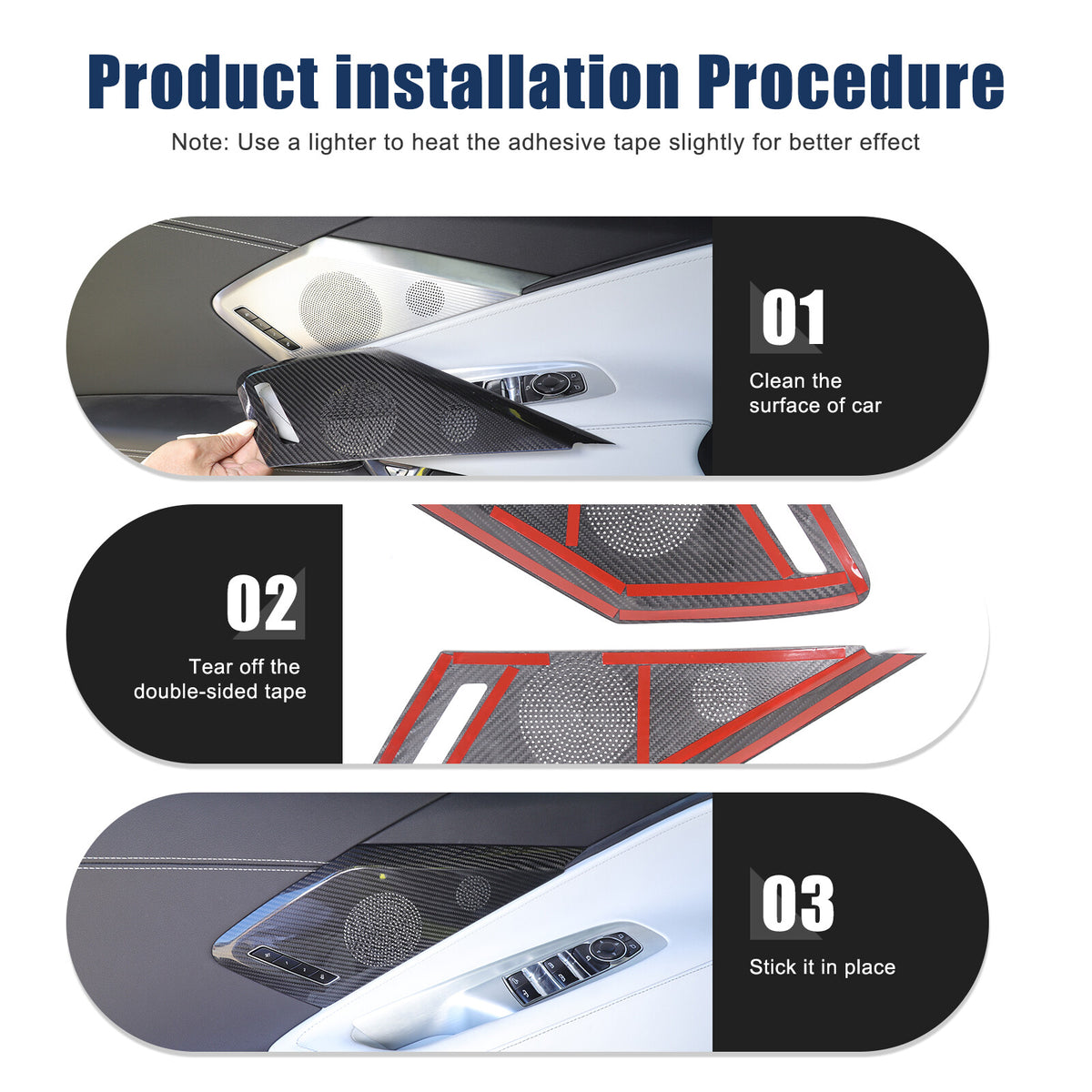 Real Carbon Door Speaker Cover Trim For Corvette C8 Z51 Z06 Coupe 2LT 3LT 20+ US 15