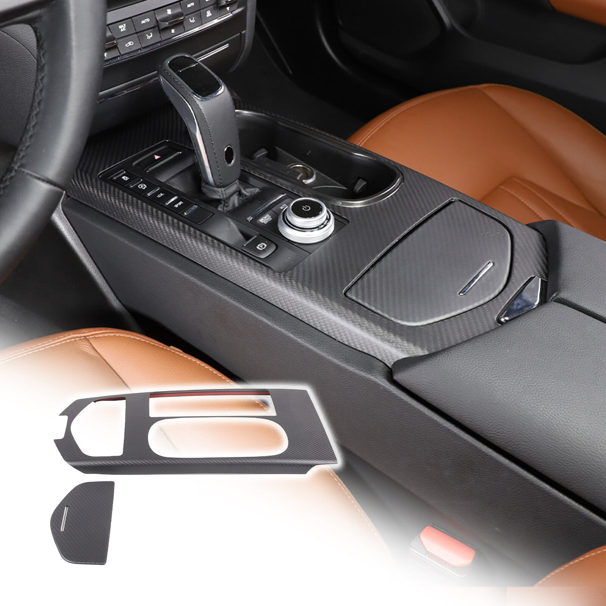 Matte Real Carbon Fiber Center Console Cover Trim For Maserati Ghibli 2017-2023 1