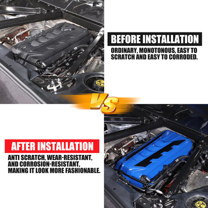 Blue Engine Bay Panel Cover Trim in Edge Black For Corvette C8 2020-26 8