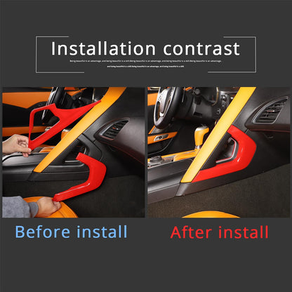 Sports Red ABS Interior Decoration Cover Trim Kit For Corvette C7 2014-19 - Styles 6-10 16