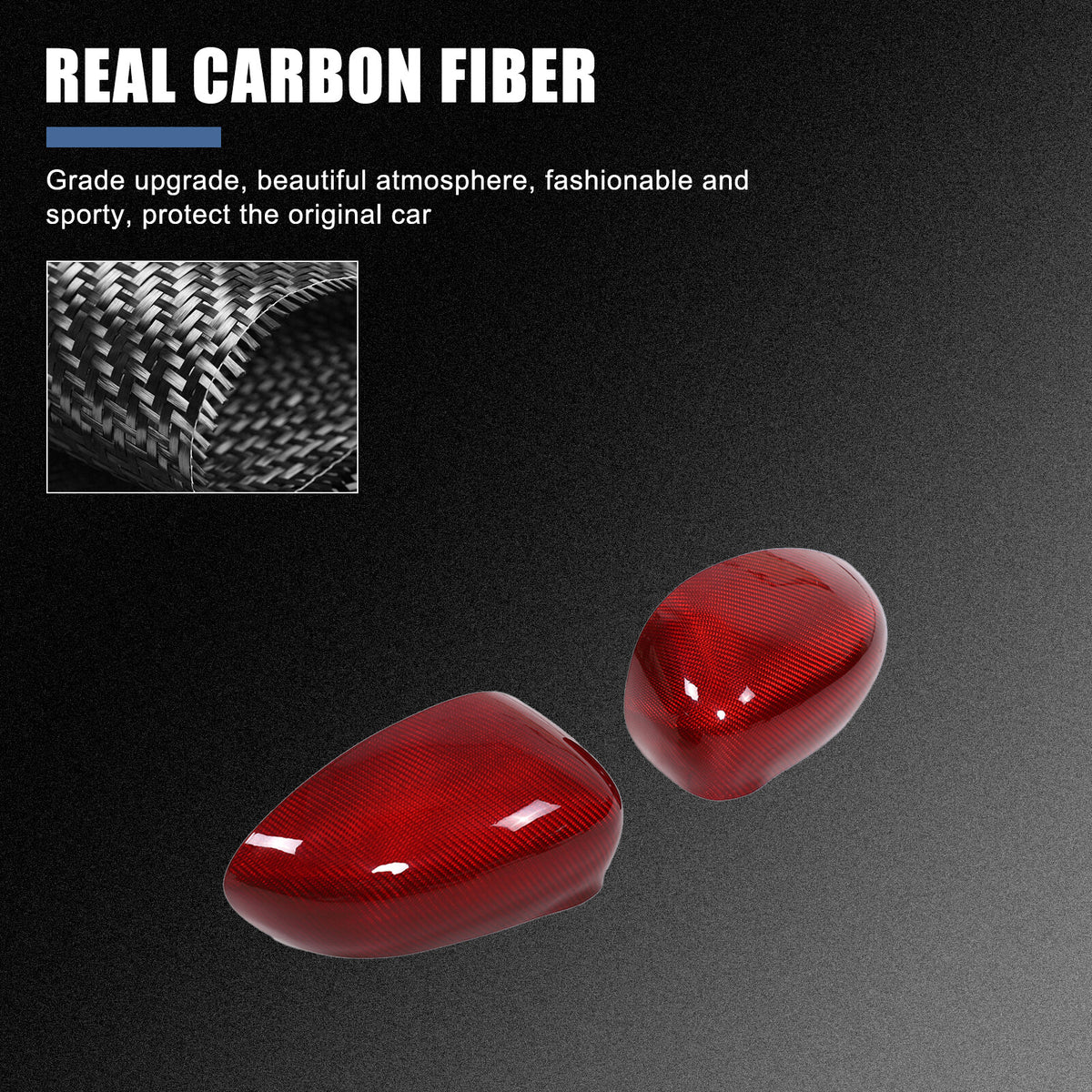 Red Carbon Fiber Exterior Side Rear Mirror Trim For Fiat 500 Abarth 595 2010+ 13