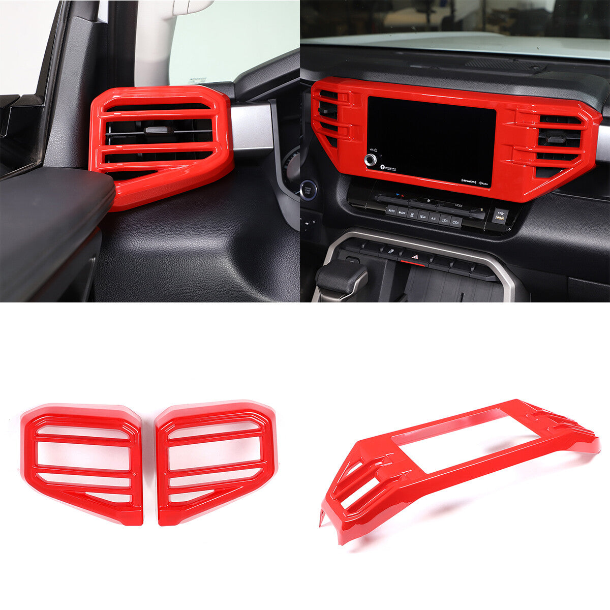 3pcs Red Center Control Air Outlet Frame Cover Trim For Toyota Tundra 2022-2026 1