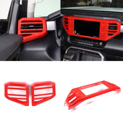 3pcs Red Center Control Air Outlet Frame Cover Trim For Toyota Tundra 2022-2026 1