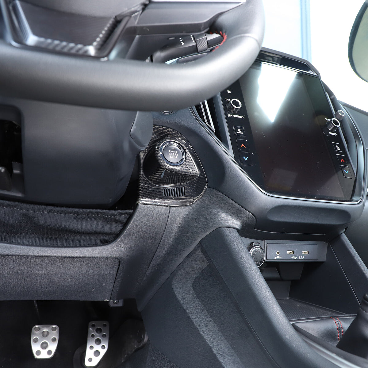 Real Carbon fiber Engine Start Stop Button Cover Trim For Subaru WRX VB 2022-24 8