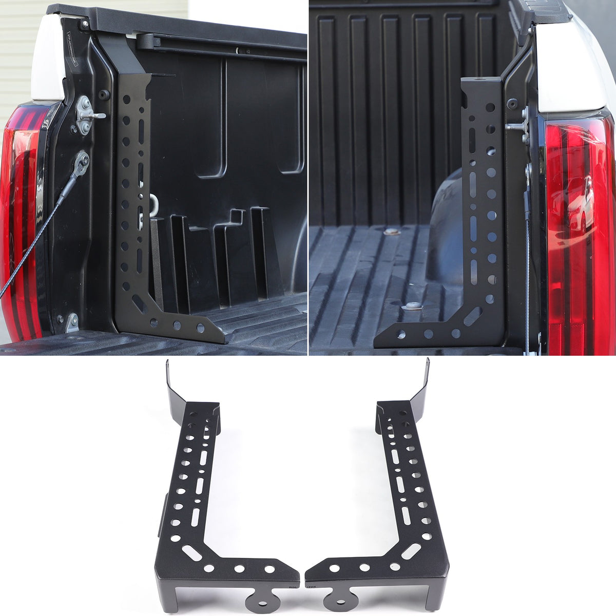 Black Steel L-Shaped Truck Bed Reinforcement Bracket For Toyota Tundra 2022+ 15