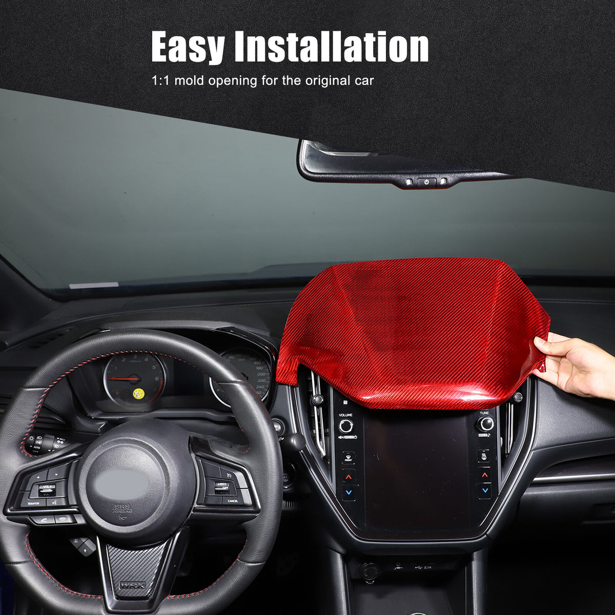 Red Real Carbon Fiber Dashboard Instrument Upper Trim For Subaru WRX VB 2022+ 17