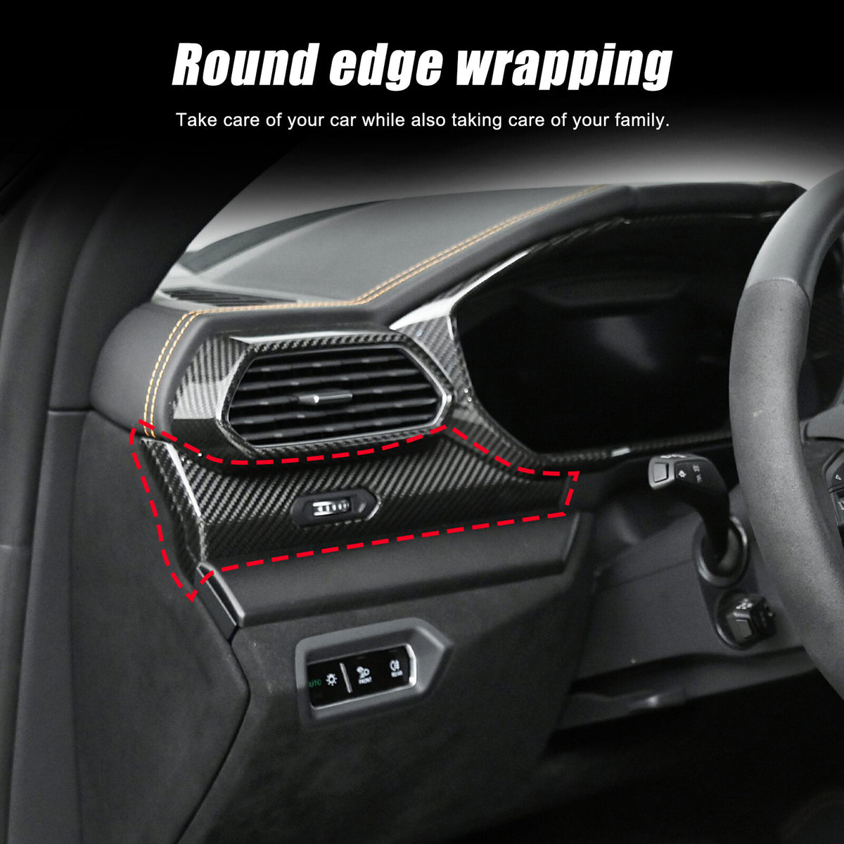 Matte Real Dry Carbon Fiber Center Console Panel Trim For Lamborghini URUS 18-23 2